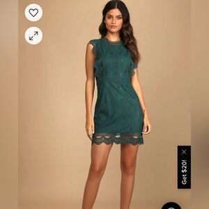 My Sweetheart Dark Teal Green Lace Mini Dress